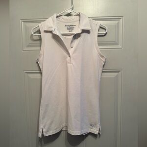 Tommy Bahama Island Zone collar sleeveless white shirt sz XS